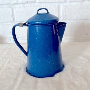 Mid Century Modern Vintage Enamelware Camp Kettle